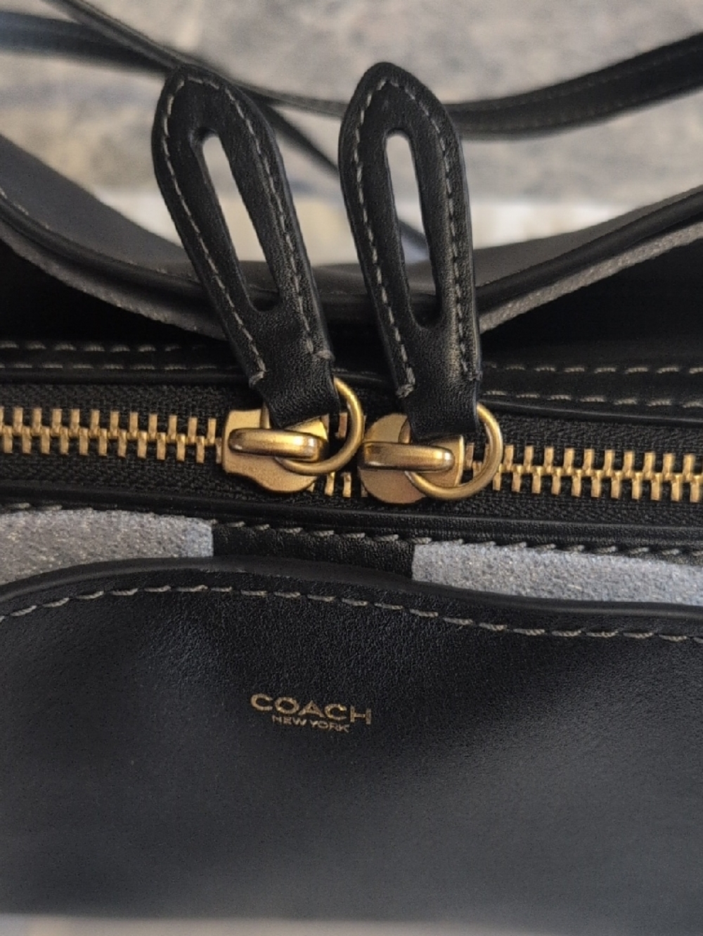 Coach Rogue 34 Black Leather Double-Zip Shoulder Bag with Brass  Hardware NWT - Picture 5 of 12